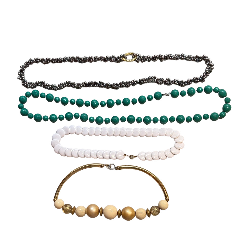 Elegant Vintage Multi-Color Beaded Necklaces Set of 4